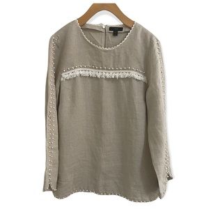 J. Crew oatmeal linen blouse size M